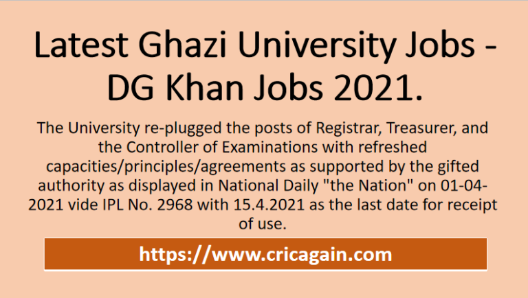 Latest Ghazi University Jobs -DG Khan Jobs 2021