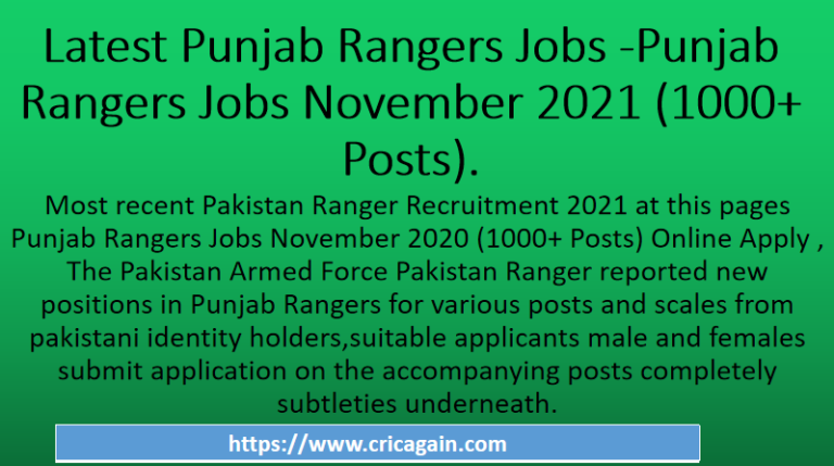 Latest Punjab Rangers Jobs -Punjab Rangers Jobs November 2021 (1000+ Posts)