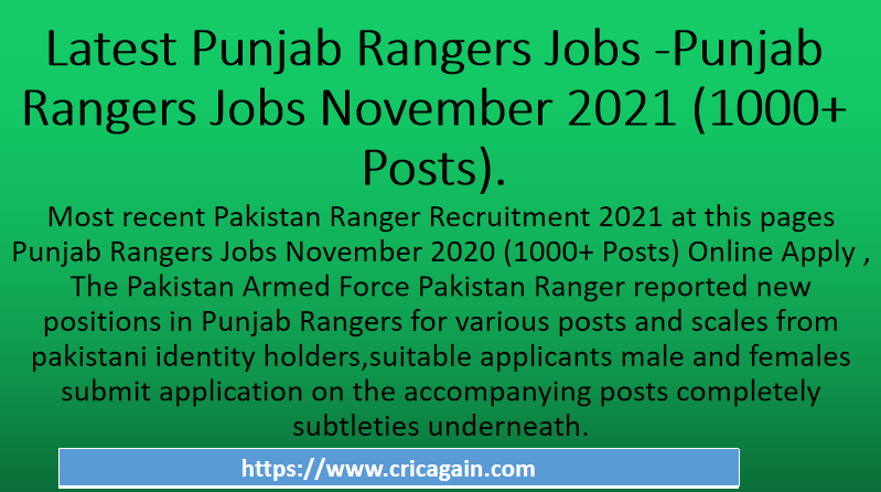 Latest Punjab Rangers Jobs