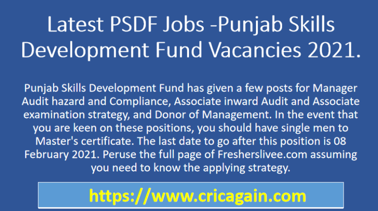 Latest PSDF Jobs -Punjab Skills Development Fund Vacancies 2021