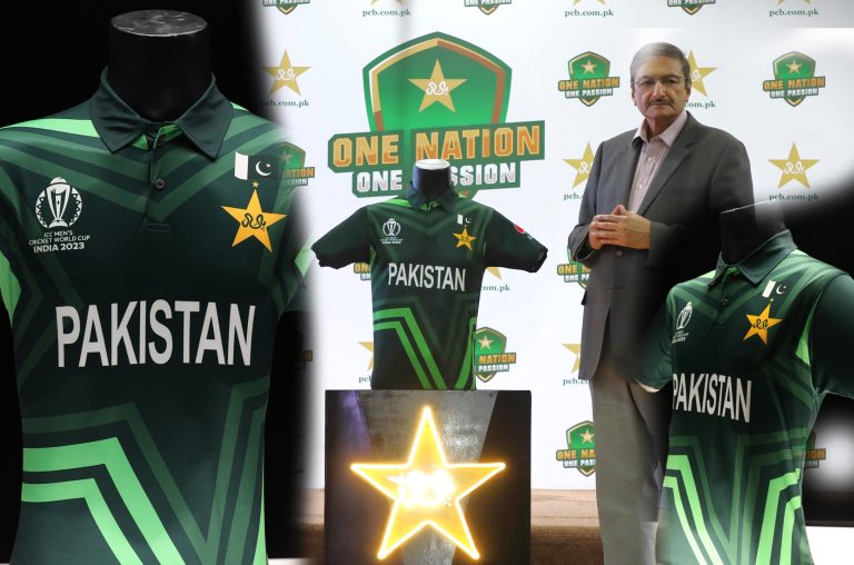 ورلڈکپ کیلئے پاکستان ٹیم کی نئی جرسی کی رونمائی