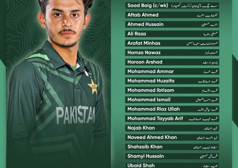 پاکستان انڈر 19 ٹیم کا اعلان