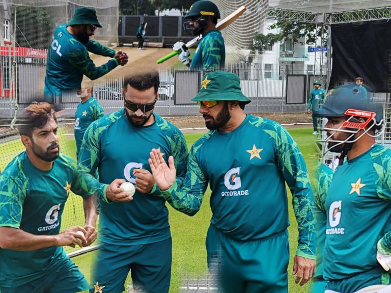 پاکستان کرکٹ ٹیم کا نیوزی لینڈ میں پھر ٹریننگ سیشن،حفیظ اور اجمل سب کچھ منتقل کرنے میں مگن