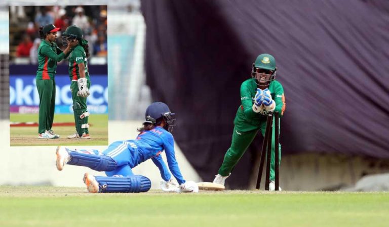 بھارت کے خلاف میچ،بنگلہ دیشی خاتون کرکٹر نے بیٹ دے مارا،دشمنی عروج پر